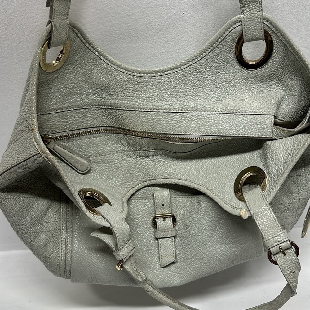 Dior Light Gray Leather Hobo Bag with D Charm - Picture 14 of 16